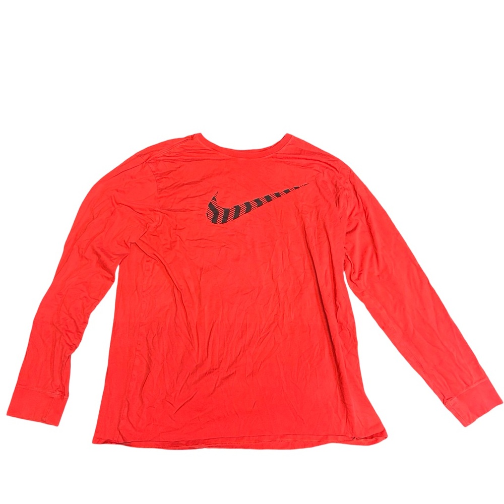 Nike Long Sleeve Tee in Bright Red with Black Swoosh